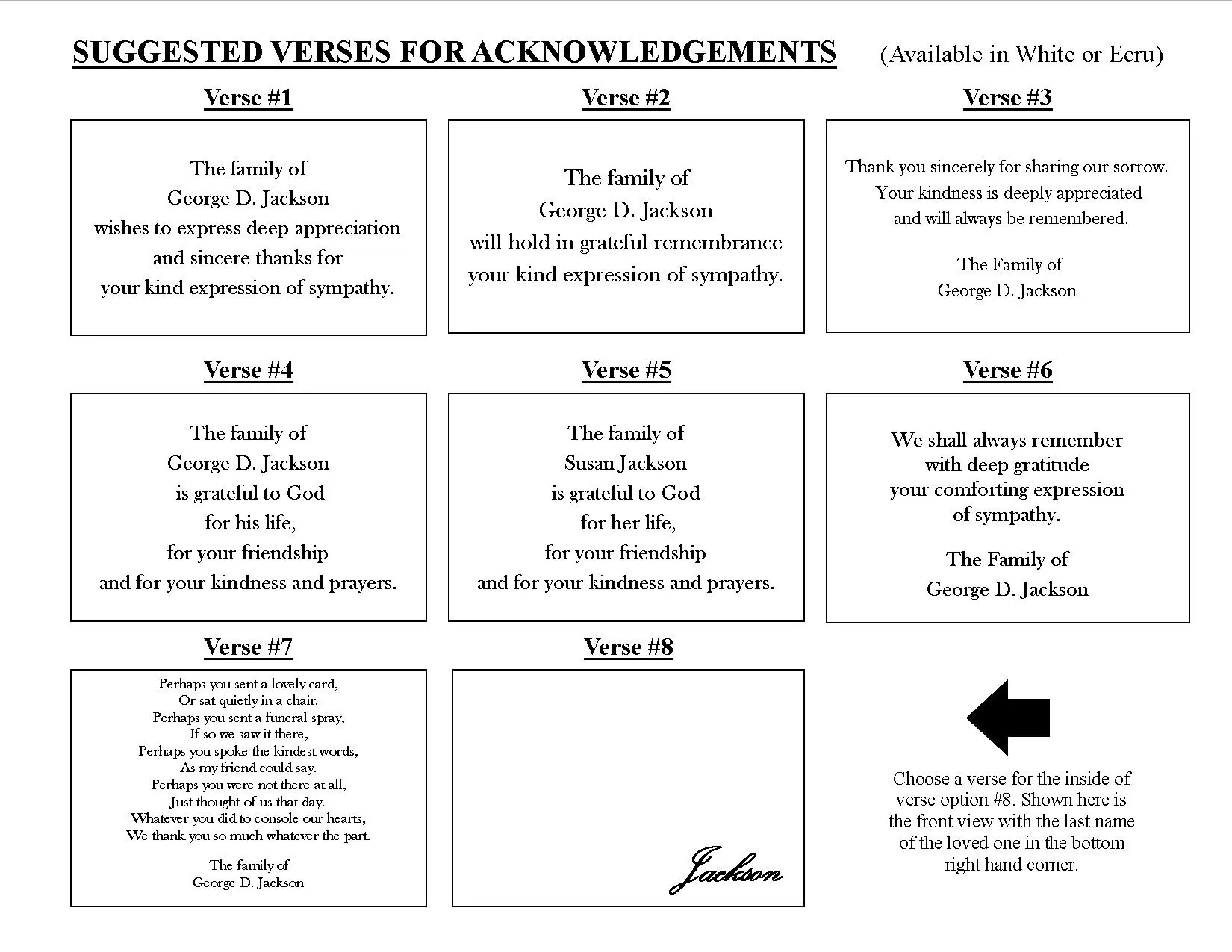 Acknowledgement Verse Options