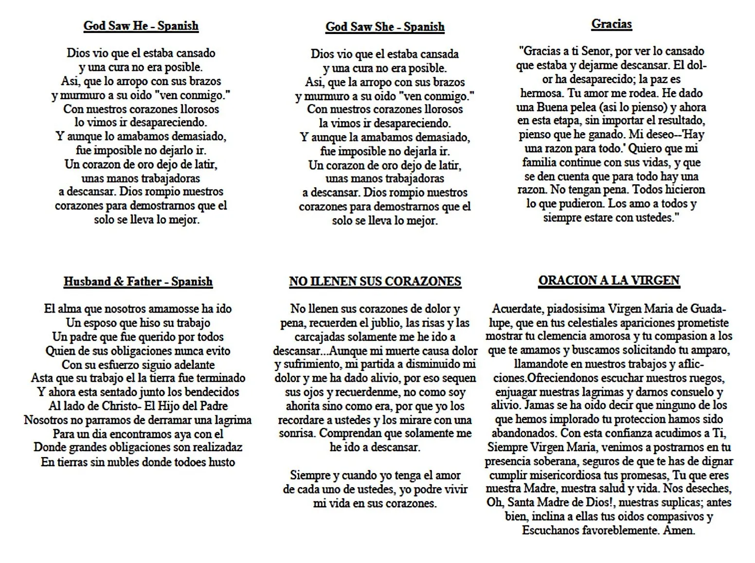 Prayers Page 1.23 Spanish